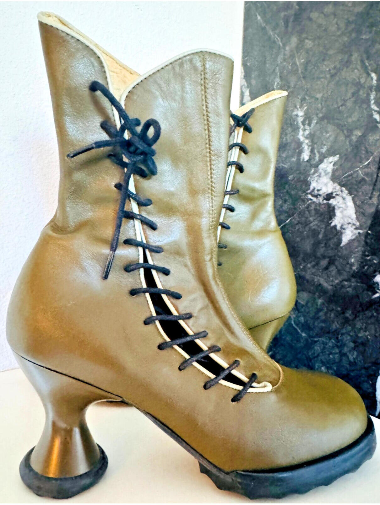 John Fluevog Minis Lover Side Lace Boots Spruce Green Size 8 - Rare